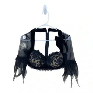 Playboy costume collection size small 6/8 Beaded Black Lace Bustier Halter Top